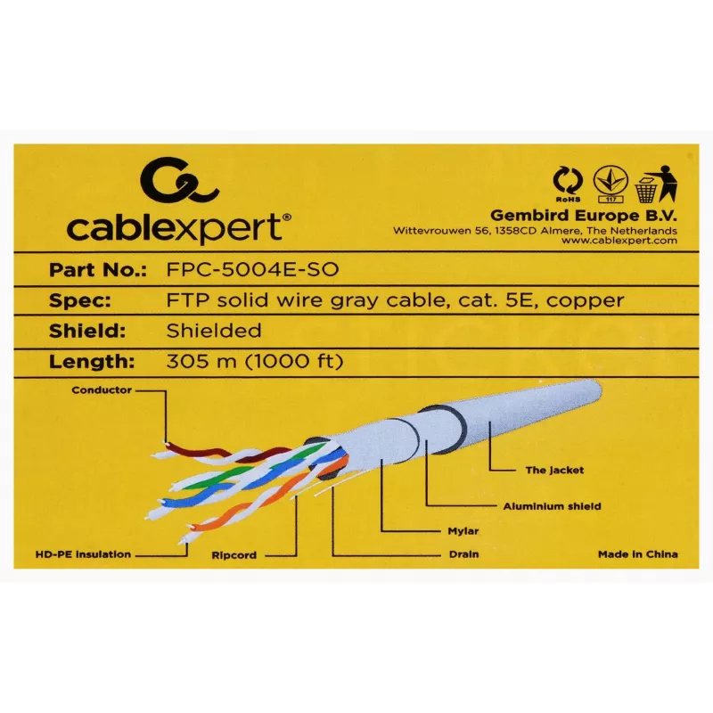 Gembird 305m Cat5e FTP netwerkkabel grijs F/UTP (FTP)
