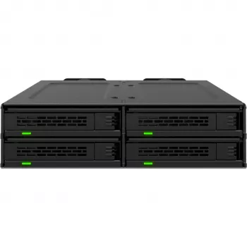 ICY DOCK - MB324V4P-B - ExpressCage - 4-bay 15 mm U.2/U.3 SSD wisselraam voor 5,25-inch inbouwvak – gereedschapsloos SSD-montagesysteem