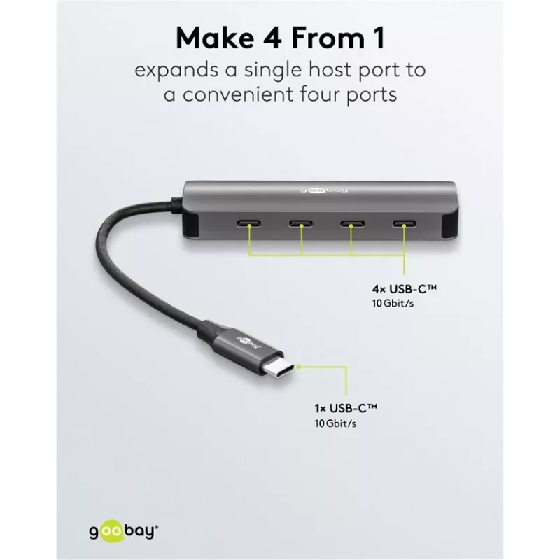 Goobay Slim 4-poorts USB-hub USB-C naar 10 Gbit/s - -stekker> 4x (76565)