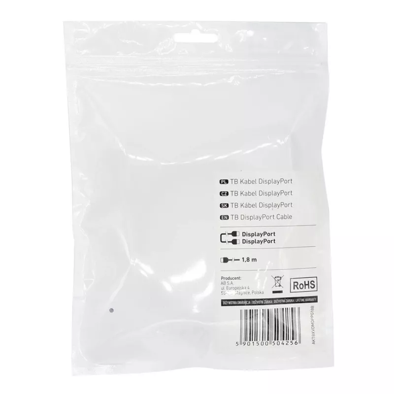 TB DisplayPort-kabel M/M 1,8 m, zwart (AKTBXVDMDPPG18B)