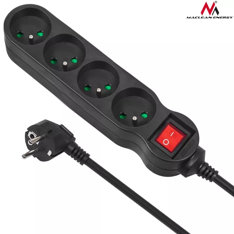 Maclean MCE180 stekkerdoos 1,4 m 4 binnenstopcontacten zwart