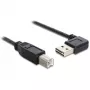DeLOCK Easy - USB-kabel - USB (M) haaks links/rechts, omkeerbaar naar USB Type-B (M) - USB2.0 - 50 cm - zwart (85167)