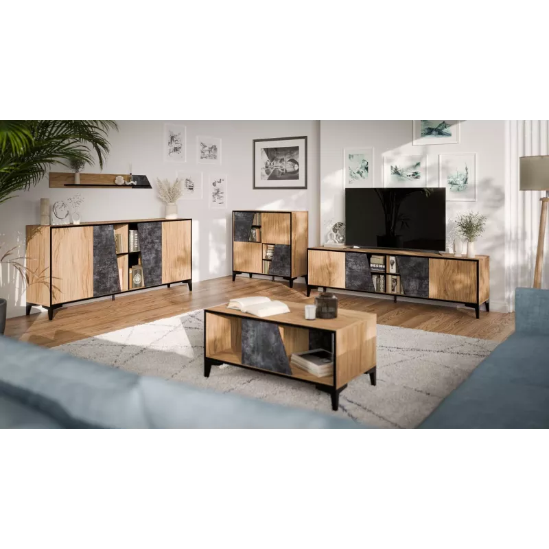 Cama 4D rek OVO 90x38xH90 eiken/beton