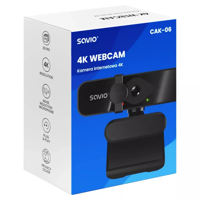Savio CAK-06 webcam 3840 x 2160 pixel USB zwart