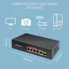 Ethernet PoE-switch QOLTEC 52296 — 4x RJ45 PoE-poorten, 1x RJ45 uplink