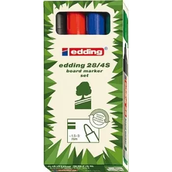 Permanentmarker fijne punt Edding 28-E4 zwart blauw groen rood