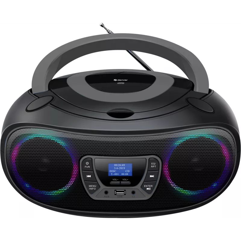 Denver TDB-212GR DAB+ boombox met cd-speler, DAB+/FM, Bluetooth, USB, AUX, grijs