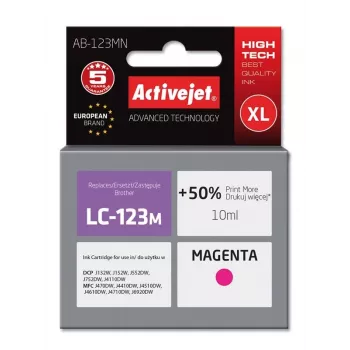 Activejet AB-123MN inkt (vervanging voor Brother LC123M/121M; Supreme; 10 ml; magenta)