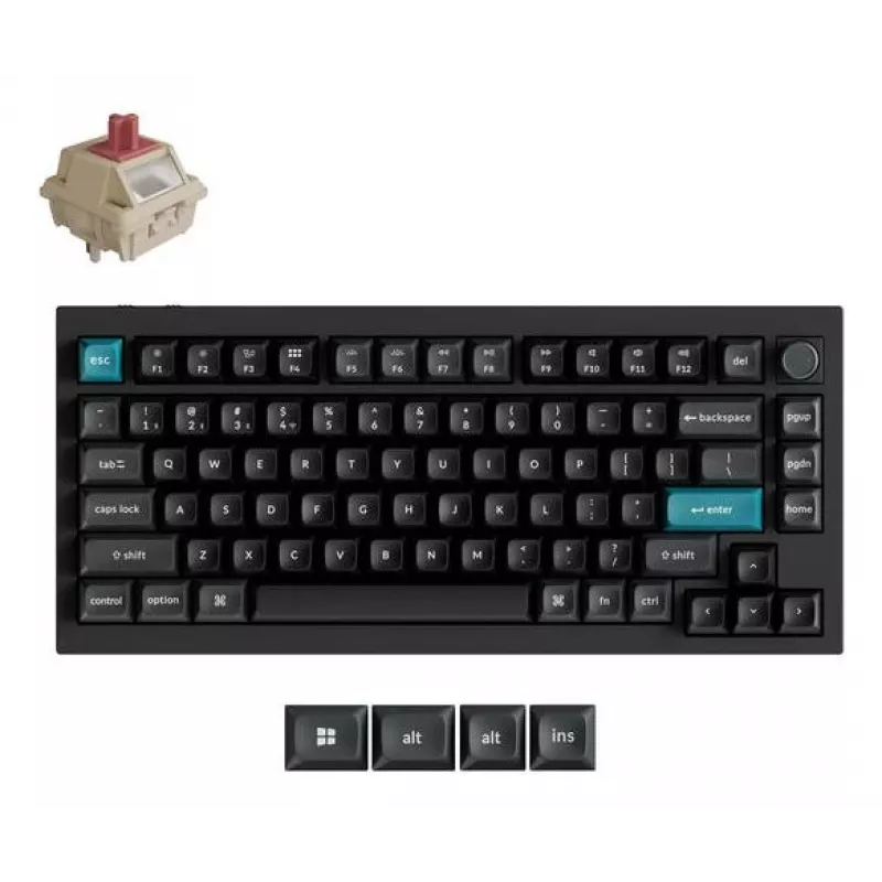 Mechanisch toetsenbord Keychron Q1 Ultra 8K — 75% layout, USB + RF draadloos + Bluetooth, RGB, zwart