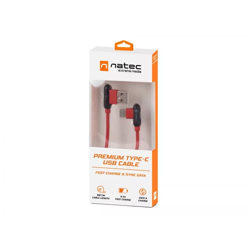 USB-kabel NATEC NKA-1201 USB 2.0 1 m USB A USB C zwart rood