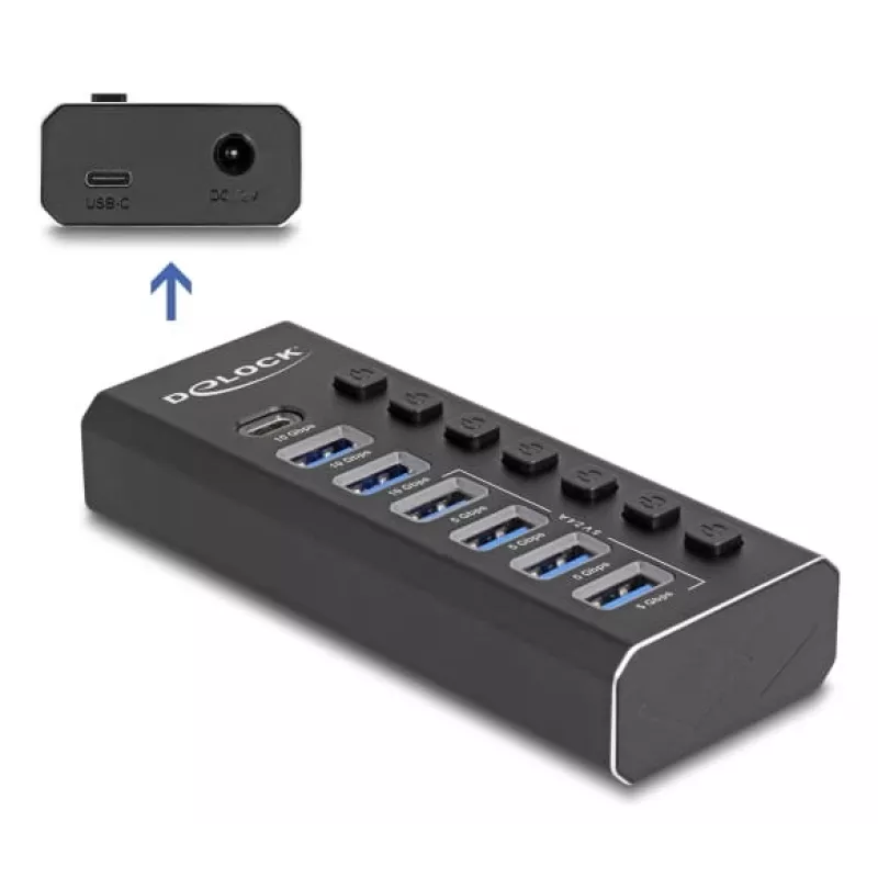 DeLOCK 64326 interface hub USB 3.2 Gen 2 (3.1 Gen 2) Type-C 10000 Mbit/s zwart