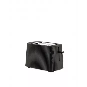 Toaster Alessi MDL08B zwart — Plissé-design, 6 bruiningsstanden, bagel/ontdooien/opwarmen, 340×185×250 mm