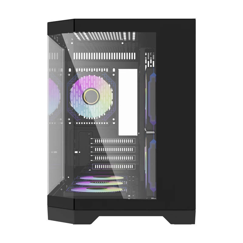 Darflash FT418 computerbehuizing + 6 aRGB-ventilatoren (zwart)