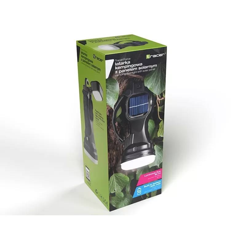 Zaklamp TRACER Camping Torch 47140 zonne-energie oplaadbaar, waterdicht