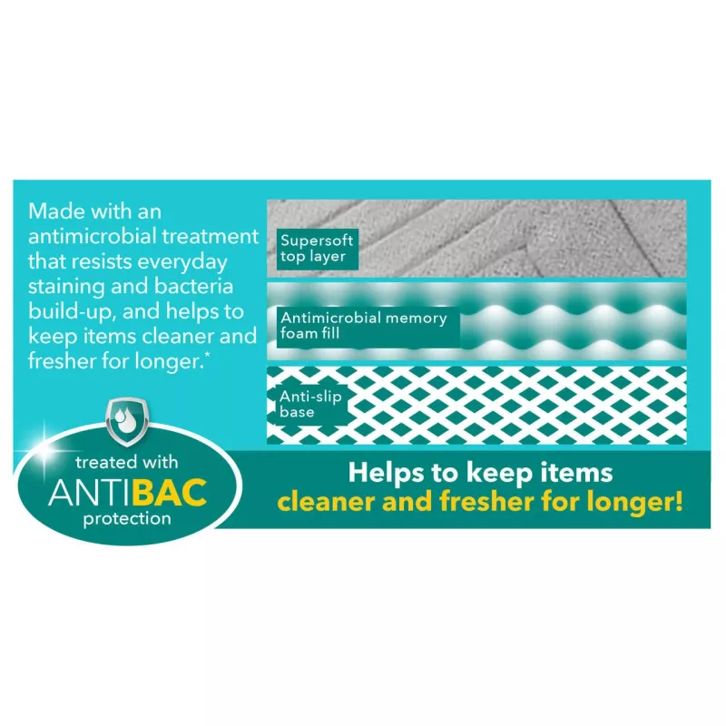 Badmat Beldray LA032647LGRYUFFEU7 Antibac Chevron memory foam, antibacterieel, grijs