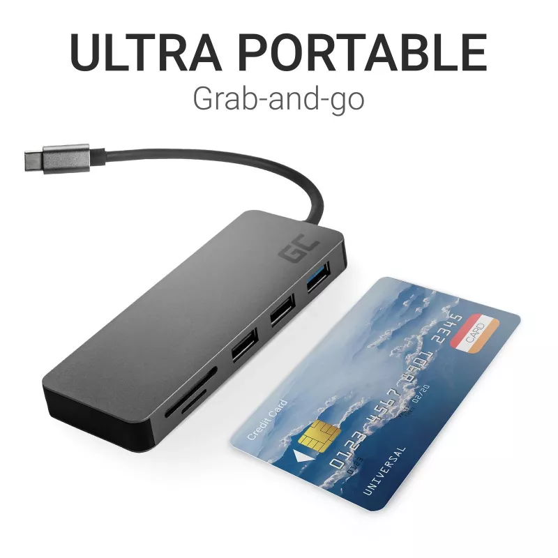 Green Cell AK50 - USB 3.2 Gen 1 (3.1 Gen 1) Type-C - USB 2.0 - USB 3.2 Gen 1 (3.1 Gen 1) Type-A - USB 3.2 Gen 1 (3.1 Gen 1) Type-C - MicroSD (TransFlash) - SD - zilver - Apple MacB