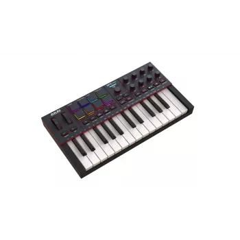 MIDI-toetsenbord AKAI MPK MINI 4 zwart – 25 toetsen, 8 pads, 8 encoders, arpeggiator, USB-C, MIDI-uitgang