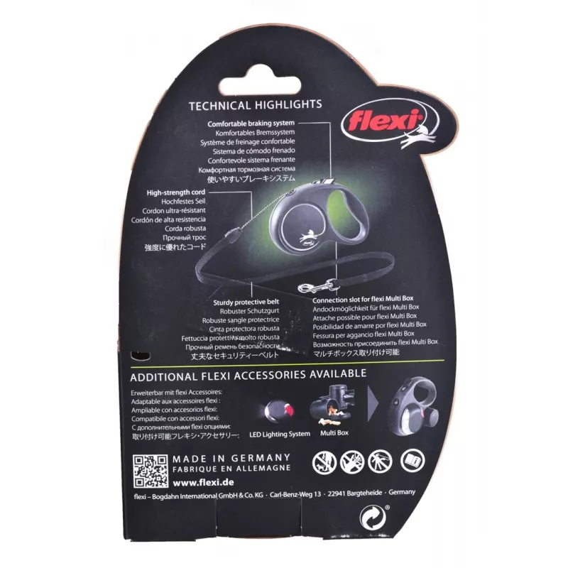 Flexi Black Design S 5 m hondenlijn met rolmechanisme