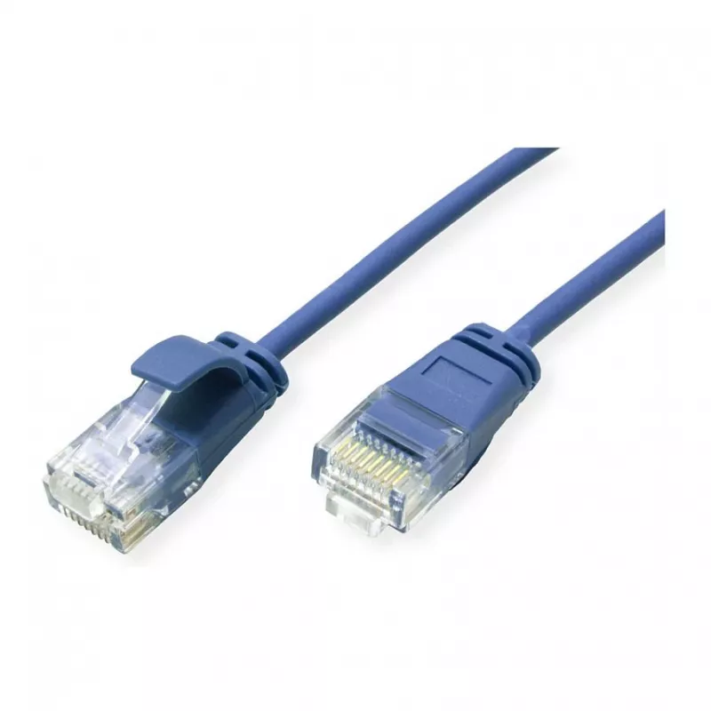 ROLINE GREEN UTP patchkabel Cat.6A (klasse EA), LSOH, slank, blauw, 0,15 m