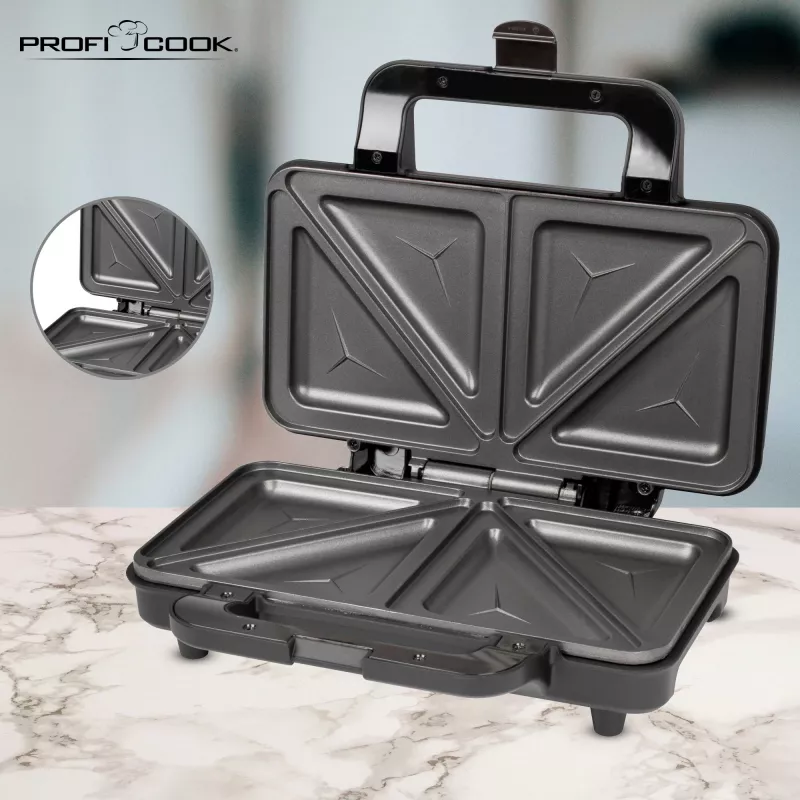 ProfiCook PC-ST 1092 - sandwichmaker - 900 W - RVS/zwart