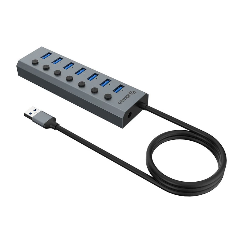 USB-hub Akasa AK-HB-21BKCM aluminium USB 3.2 Gen 1 5000 Mbit/s