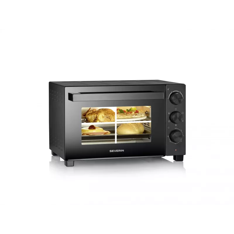 SEVERIN TO 2075 mini-oven — 30 l inhoud, 1600 W, vrijstaand, zwart, grillfunctie