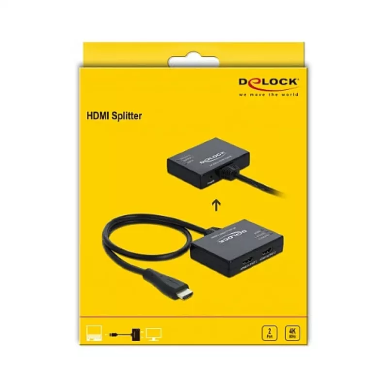DELOCK HDMI-splitter 1 x HDMI in > 2 x HDMI out 4K 60 Hz