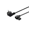 Netkabel SAVIO CL-116 — 1,8 m, zwart, haakse netstekker type C naar haakse IEC C13, 3-aderig 0,5 mm²