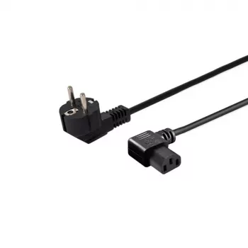 Netkabel SAVIO CL-116 — 1,8 m, zwart, haakse netstekker Type C naar haakse IEC C13, 3-aderig 0,5 mm²