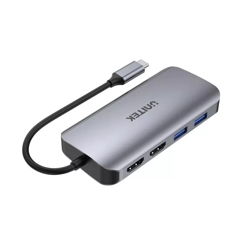 USB-C hub Unitek D1122A01 met 2x HDMI 4K en 100W Power Delivery