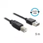 USB-kabel DeLOCK 85553 USB 2.0 5m USB A USB B zwart