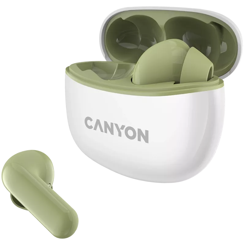 CANYON In-ear hoofdtelefoon TWS-5, Groen Bluetooth 5.3, touch-bediening, oplaadingang: USB-C
