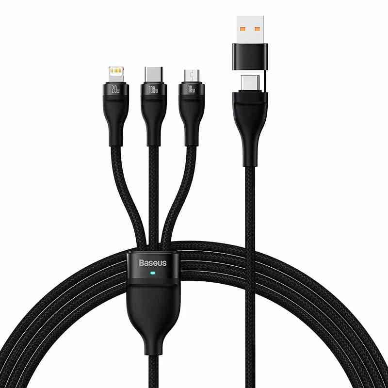 USB-kabel Baseus CASS030101 1,2 m USB-A/USB-C USB-C/Micro-USB-B/Lightning zwart