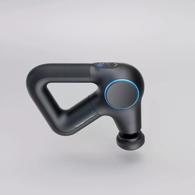 Therabody Theragun Prime Plus massageapparaat borst, hand, benen zwart, blauw