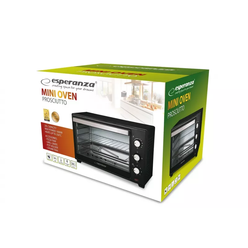 Esperanza EKO008 mini-oven 20 l 1600 W zwart