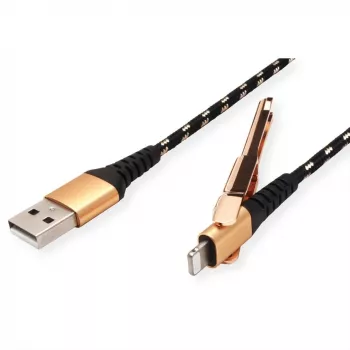 Lightning-kabel ROLINE 11.02.8923 1m zwart goud