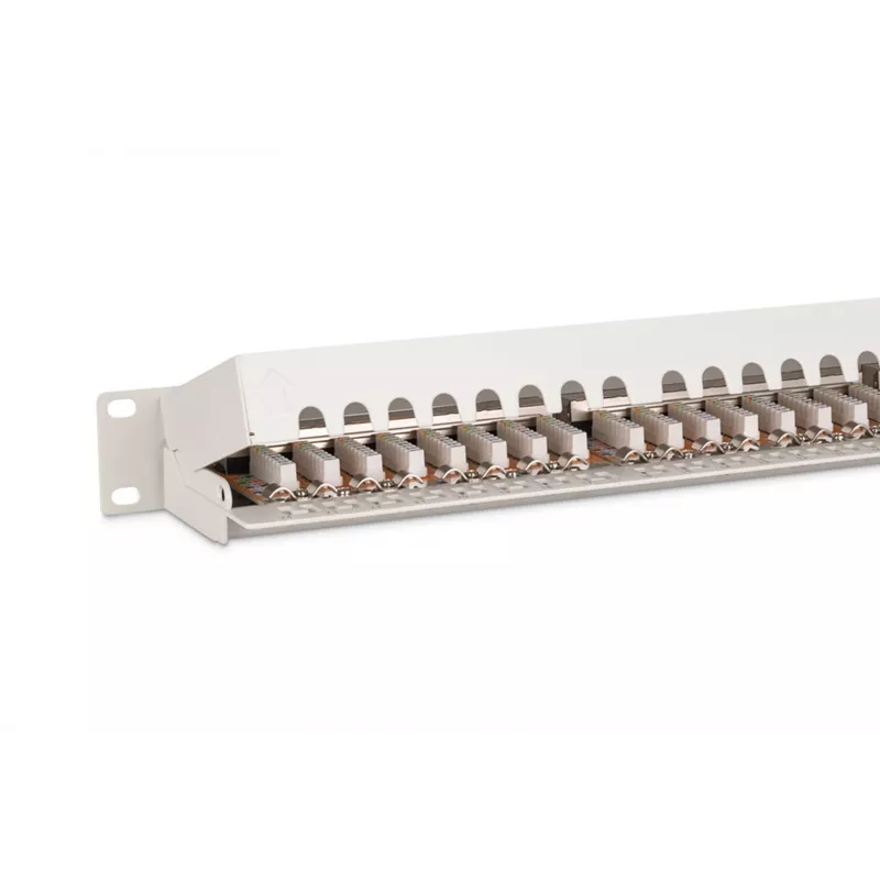 DIGITUS DN-91624S 24-poorts Cat6 afgeschermd patchpaneel, 1U 19 inch, grijs