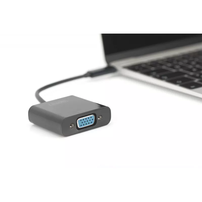 DIGITUS DA-70853 USB-C-naar-VGA-adapter, Full HD 1080p, zwart