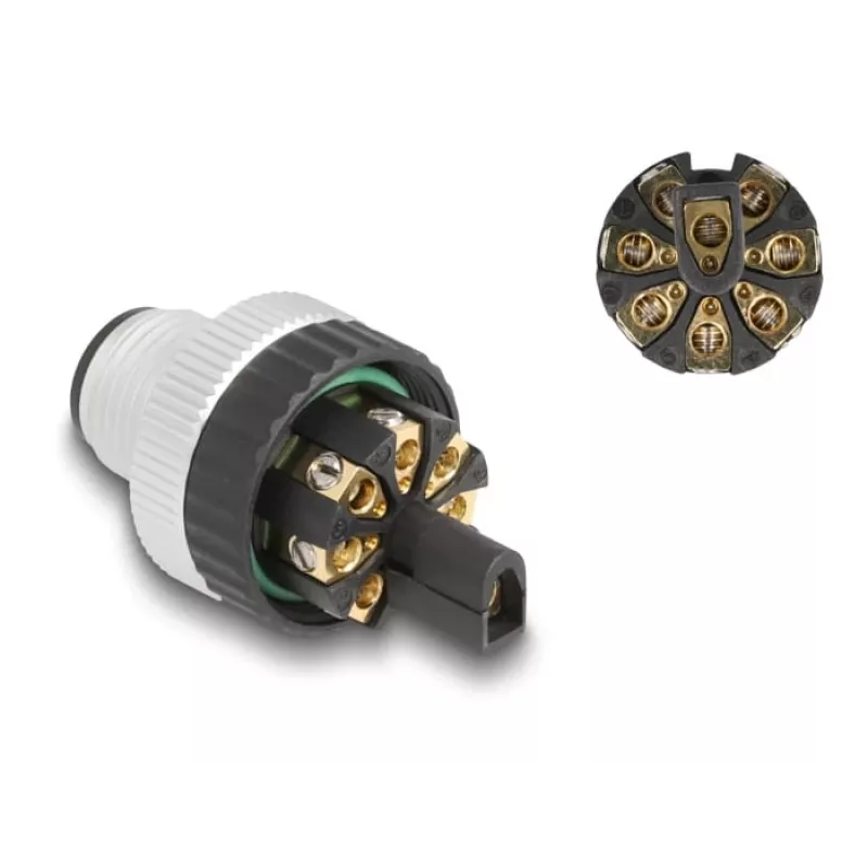 DeLOCK M12 connector A-gecodeerd 8-polig stekker schroefaansluiting