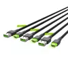 Green Cell Ray KABGCSET02 USB-A-naar-USB-C-kabelset (3 st.), 1,2 m, 480 Mbps, groene LED-verlichting