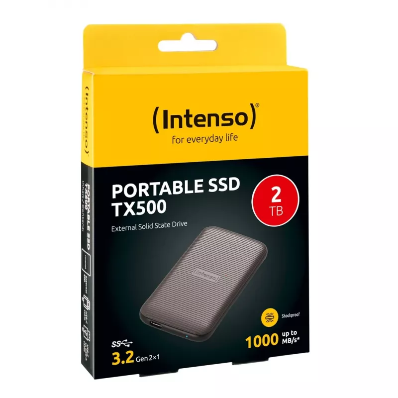 Intenso TX500 - SSD - 2TB - extern (draagbaar) - USB 3,2 Gen 2x1 (USB-C connector) - bruin (3827470)