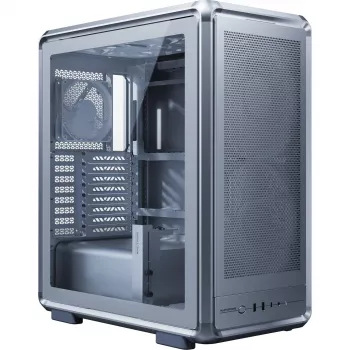 Pc Midi Tower Cooler Master MasterFrame 500 Mesh — zwart met transparante zijkant, ondersteunt ATX-voedingen, 2x200mm voor + 1x120mm achter, 2,5 inch/3,5 inch drives