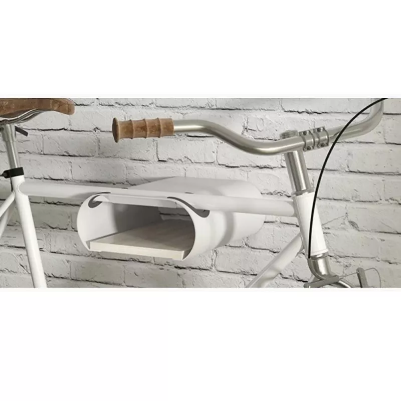 Maclean MC-466 fietsenrek voor aan de muur met plank, max. 25 kg, wit