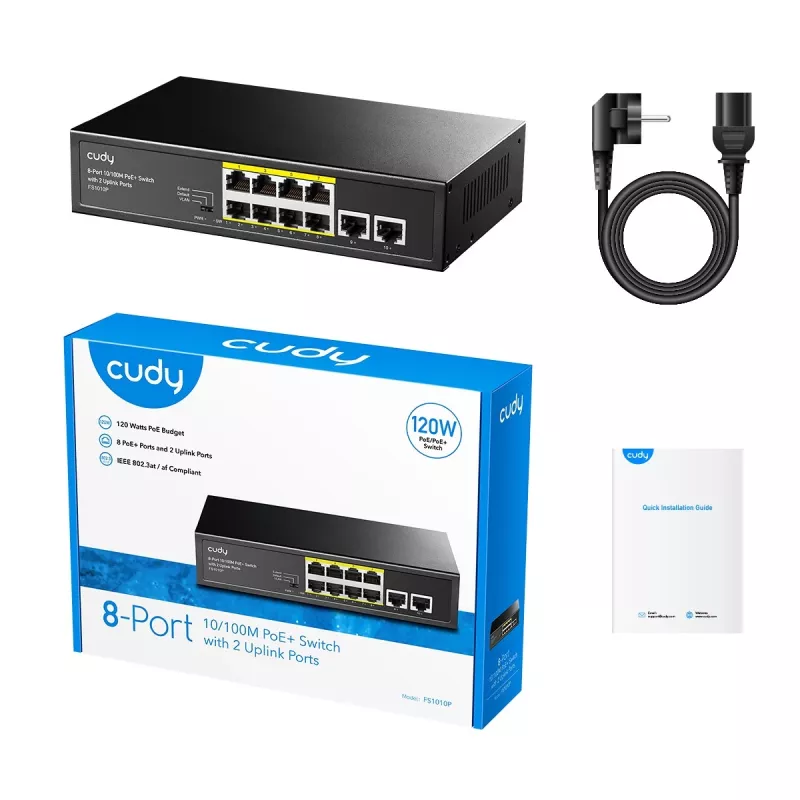 Cudy FS1010P netwerkswitch Fast Ethernet (10/100) Power over Ethernet (PoE) zwart