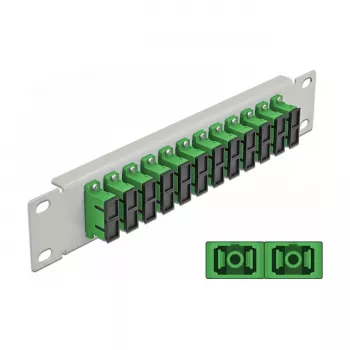 LWL-patchpaneel DeLOCK 10 inch 12 poort SC Duplex groen 1HE grijs