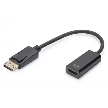 DIGITUS adapter, DisplayPort stekker - HDMI A bus DisplayPort standaard 1.1a, UL20276 gecertificeerd, AWG28 (DB-340400-001-S)