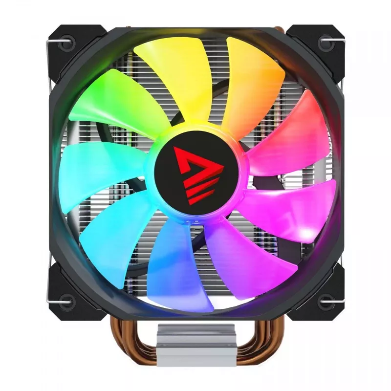 CPU-luchtkoeler SAVIO SAVGCOVORTEXX2ARGB met 4 heatpipes, 120-mm-ARGB-ventilator, zwart