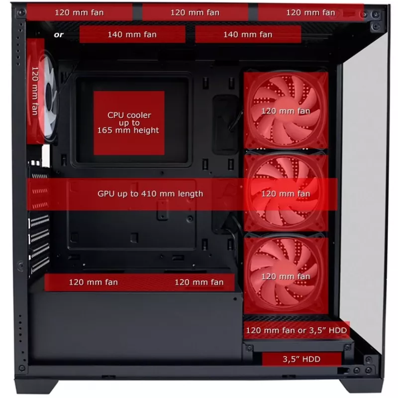 LC-Power behuizing MidiTower 715B zwart USB3.2/audio zonder voeding SEAMLESS_X (LC-715B-ON)