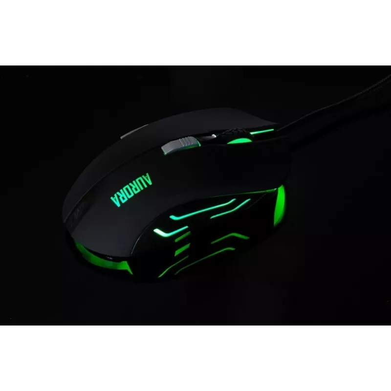 iBox Aurora A-1 IMOGS9031 bedrade optische gamingmuis, 2400 DPI, USB Type-A, RGB, voor rechtshandigen, zwart