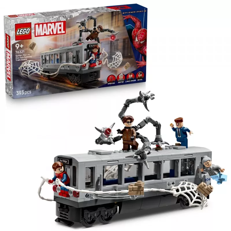 LEGO Marvel Super Heroes 76321 Spider-Man Doc Ock Subway Showdown bouwspeelgoed, 393 onderdelen, 4 minifiguren, leeftijd 9+